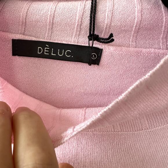 NWT Deluc Myrica Turtleneck Cap Sleeve Sweater Sz L Soft Petal Pastel Pink - Picture 4 of 8